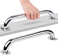 Pair Marine Boat Grab Handle Hand Rail with Flange & Stud – 12″ Long Stainless