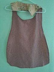 White Flowers & Dark Pink, Adult Bib, Handmade , 35 1/2” by 21 ½”, reversible