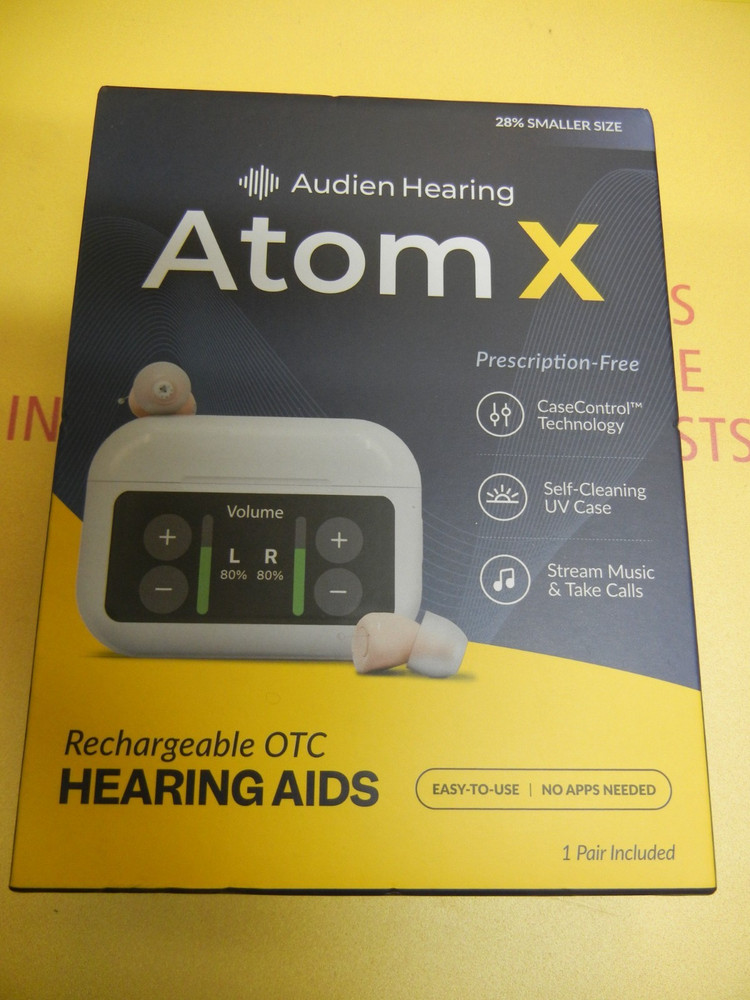 Audien Hearing ATOM X -Rechargeable OTC Hearing Aids -NEWEST MODEL-BRAND NEW!!