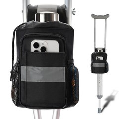Crutch Accessories Bag – Water-Resistant Organizer Pouch with Cup Holder, Zip…
