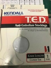 3X T.E.D. White Anti Embolism Knee Length Medium Stockings Closed Toe #2952