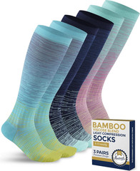 Bamboo Viscose Light Compression Socks – 3 Pairs | 8-15 Mmhg Compression Socks |