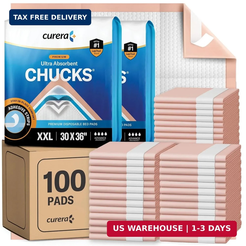 Curera Chucks® Premium Disposable Underpads 30″x36″ [100-Count] Ultra Absorbent