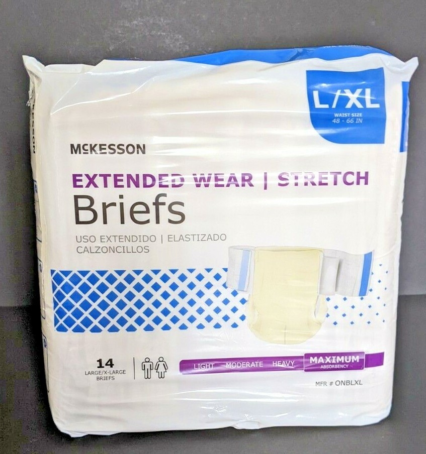 McKesson Extended Wear Incontinence Brief, Large / X-Large, 14/BG Waist 48-66 in