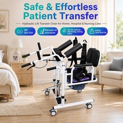 Patient Lift Transfer Chair with 180° Split Seat for Elderly Home Hospital Care
