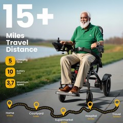 Lightweight 38Lb Foldable Electric Wheelchair Intelligent 300Lb All Terrain New