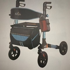 Aojin Rollator Walker Adjustable Handles Storage Bag Black/Blue WB-2309