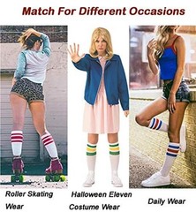 Knee High Tube Socks: Over the Calf Retro Striped Socks One Size White/Yellow