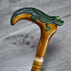 Cane Walking Stick Wooden carved Handmade – Alligator