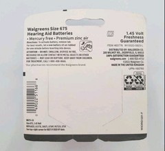 Walgreens Size 675 Hearing Aid Batteries 24 Count Zinc Air 1.45V Exp 02/2028