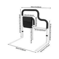 Bedside Armrest Adjustable Height Heavy Duty Steel Bed Rail For Elderly Safety