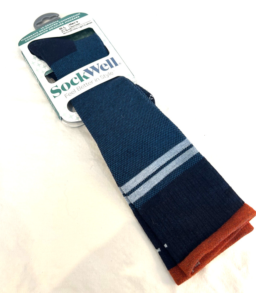 SockWell M-L Moderate Compression Socks Men’s NewWTags USA Navy Light cushion