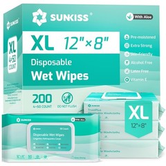 Trustplus Wet Wipes for Adult No Rinse, Extra Large 8”x12” Body Cleaning Wash…