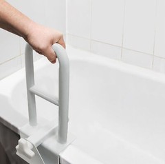 Vaunn Adjustable Bathtub Safety Rail Shower Grab Bar Handle, Stainless White