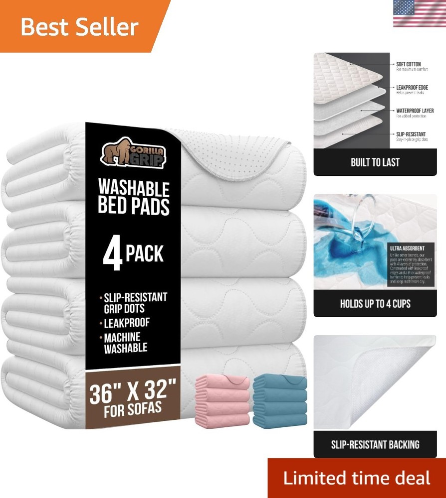 Washable Underpads, 36×32 4 Pack Waterproof Reusable Heavy Absorbency Inconti…