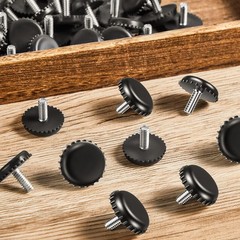 Dunzy 15 Pcs 1/4-20 Adjustable Furniture Levelers 2.8 cm x 2.3 cm, Black