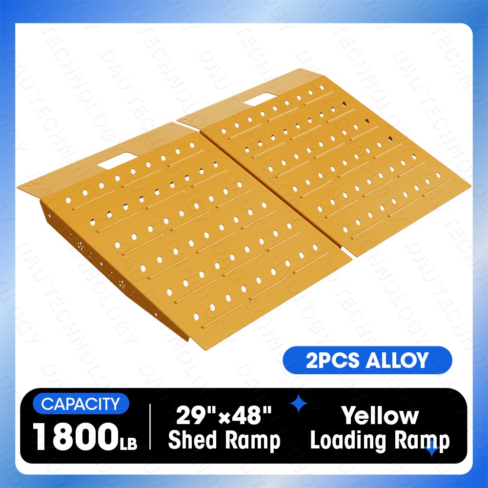 36″ x 48″ Shed Ramps Alloy Loading Dock Ramp for Garages, Barns, ATV 2PCS Yellow