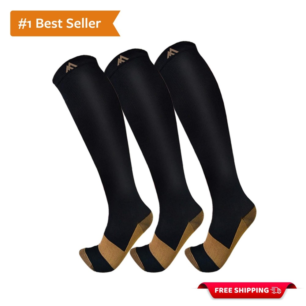 Copper Compression Socks – 3 Pairs for Athletic Performance & Recovery