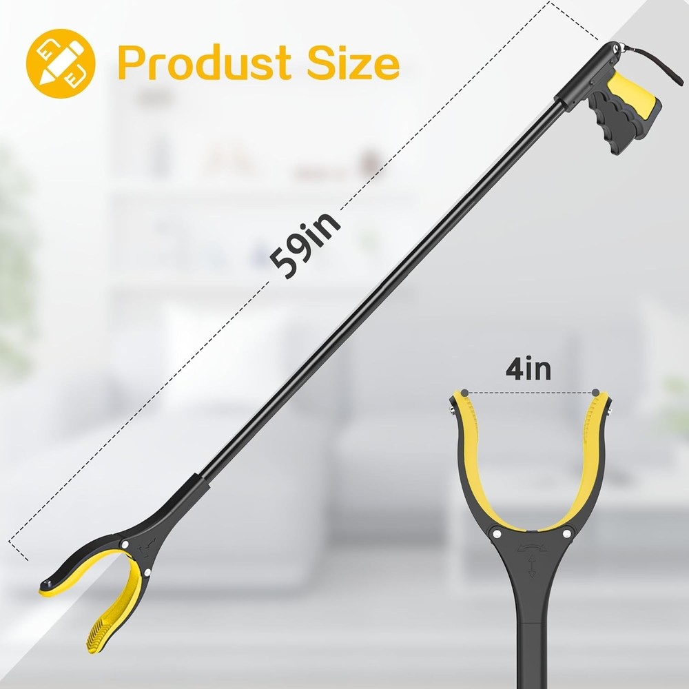 59in Extra Long Grabber Reacher Tool w‘ Magnetic Tip & 360° Rotating Anti Slip