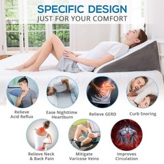Sasttie Wedge Pillow 12 Inch Memory Foam Bed Wedge Pillow For Sleeping Acid
