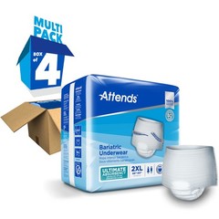 Attends Bariatric Adult Disposable Underwear XXL AU50 Super Absorbent Core 48 Ct