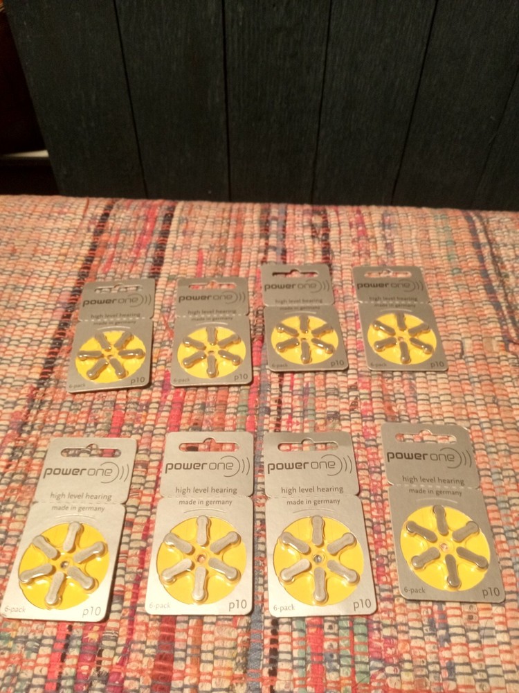 Lot Of 8 NEW Power One High Level Hearing P10 Hearing Aid Batterys, Expired.