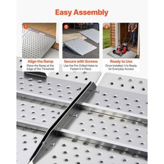 Threshold Ramp for Doorways, 29.5 x 24.3 in, Aluminum, 750 lbs