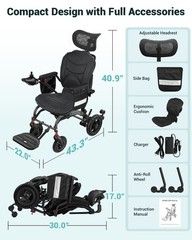 Ergonomic Electric Wheelchair – 35Lb Lightweight Electric Wheelchair, Black