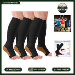 Lightweight 3-Pack Copper Compression Stockings – Open Toe for Active Lifestyles