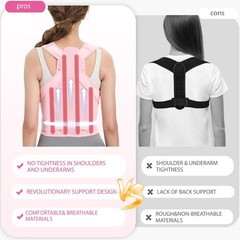 Posture Corrector for Women and Men,Adjustable Full Back Brace Medium, Pink