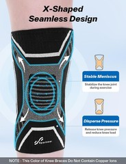 Copper Knee Brace for Men & Women – Compression Medium(16″-18.5″), Black