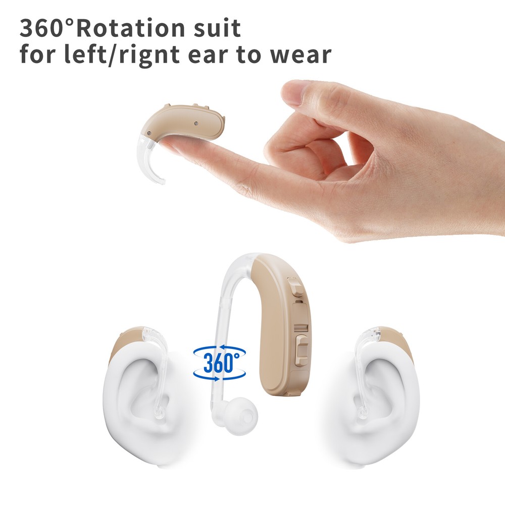 JINGHAO Hearing Aid For Severe Loss Digital 65/132 dB BTE Rechargable Battery US