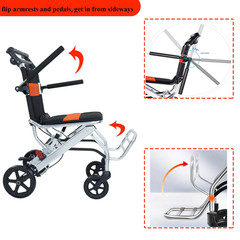 Lightweight Foldable Portable Wheelchair Travel Transport Wheelchair For Seniors