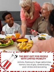 Adaptive Utensils for Disability Gadgets Swivel Fork Spoon Easy White + Red