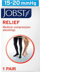 JOBST Relief Thigh High Compression Stockings 15-20mmHg, Closed Toe, Beige,Small