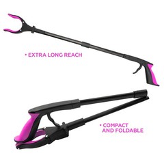 Grabber Reacher Tool-Long 32 Inch Aluminum Foldable Pick Up 32″ 2-Pack, Pink