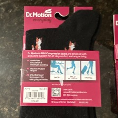 2 Pairs Dr. Motion Everyday Knee-High Compression Socks Black/Blue Size 9