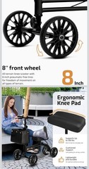 VitaSophy 4-Wheel Foldable Knee Walker w/ Basket Hand Brake 300 lb Black