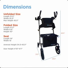 UPWalker Journey UpWalker H200 Premium Lite 4-Wheel Foldable Seat, Black