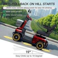 350W Heavy Duty 4-Wheel All Terrain Mobility Scooters for Seniors 8Mph 37Miles