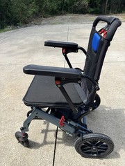 Foldable Transport Wheelchair w/ Seat Belt, Armrests, Push Handle, Black