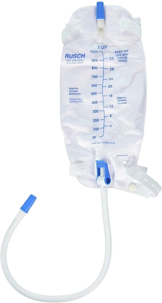 Easy-Tap Urine Leg Bag with Anti-Reflux Valve 32 Oz 3-Pack