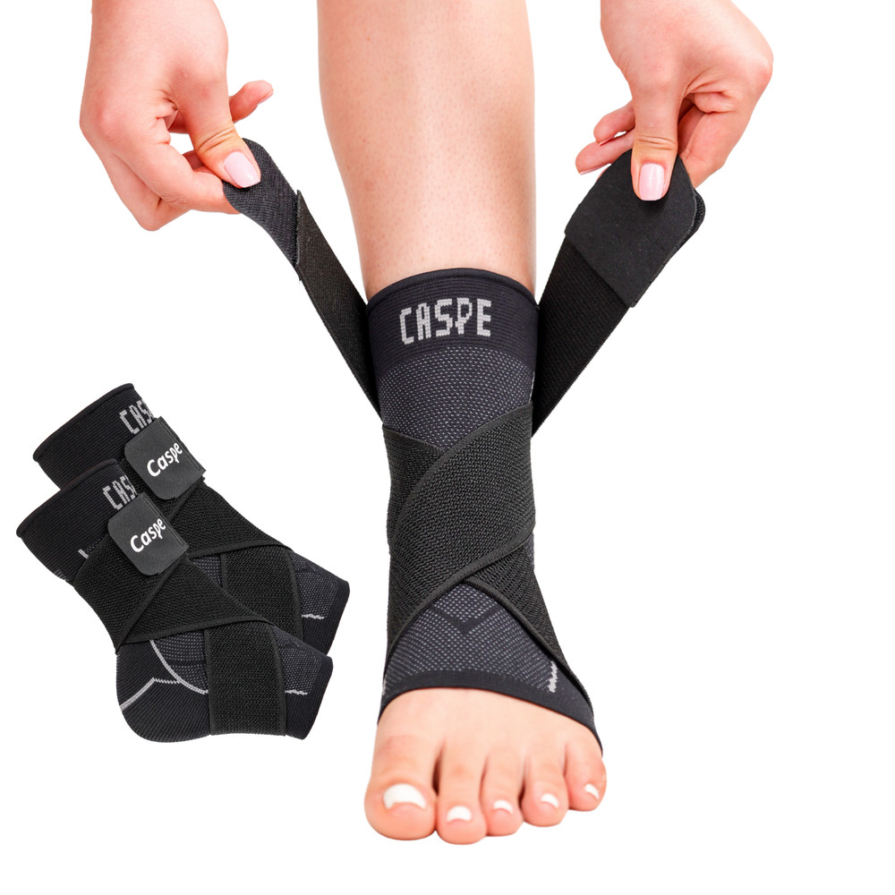 Caspe 2X Ankle Brace Support Compression Sleeve Fasciitis Pain Relief Foot Wrap