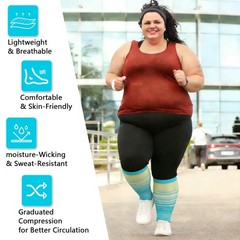 Plus Size Compression Socks 1/3/5 Pairs, Unisex Non-Slip, Fast Dry for Sports