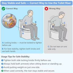 Soaids 5″ Raised Toilet Seat with Handles Padded Cushion Round 300 lb Seniors
