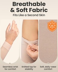 Compression Arm Sleeves for Women – 15-20 mmHg, Silicone Grip, Beige, S/M – Lymp
