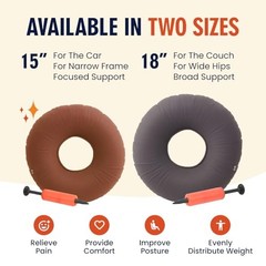 Dr. Frederick’s Original Inflatable Donut Pillow – 18″ Seat 18 Inches – Gray