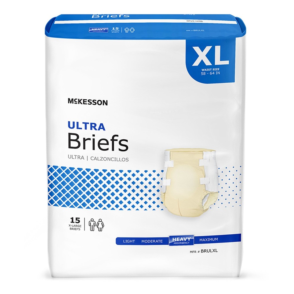 60 McKesson Ultra Heavy Absorbency Adult Disposable Brief Diapers XL Tab Closure