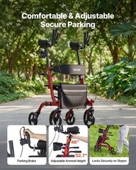 VEVOR Rollator Walker for Seniors Foldable Rolling Walker with PVC Solid Wheels