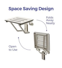 Stardrix 18″ x 16″ White Folding Shower Bench, Wall Mounted Bath Shower Seat